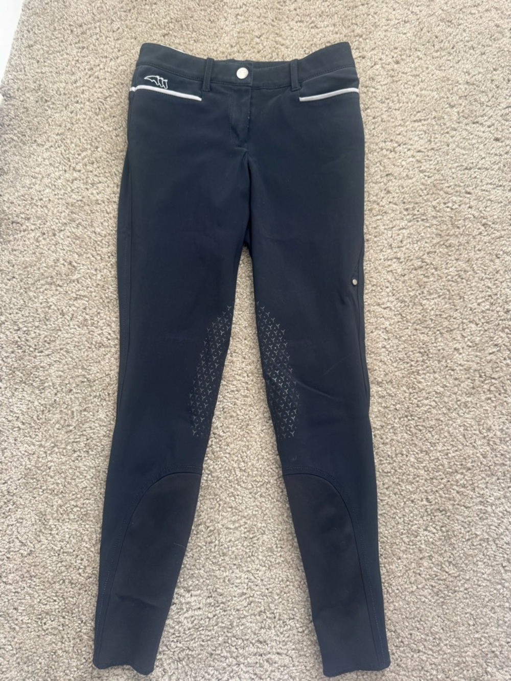 Equiline Women’s Black Equestrian Breeches with Grip Panels (IT40-US24)